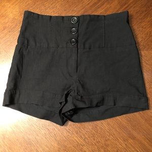 High waisted black stretch shorts